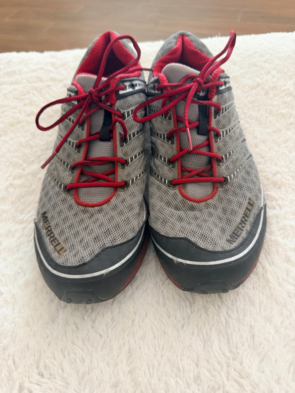 Merrell Men’s Gray and Red Trail Sneakers - Lightweight Performance